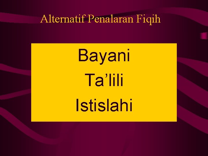 Alternatif Penalaran Fiqih Bayani Ta’lili Istislahi 