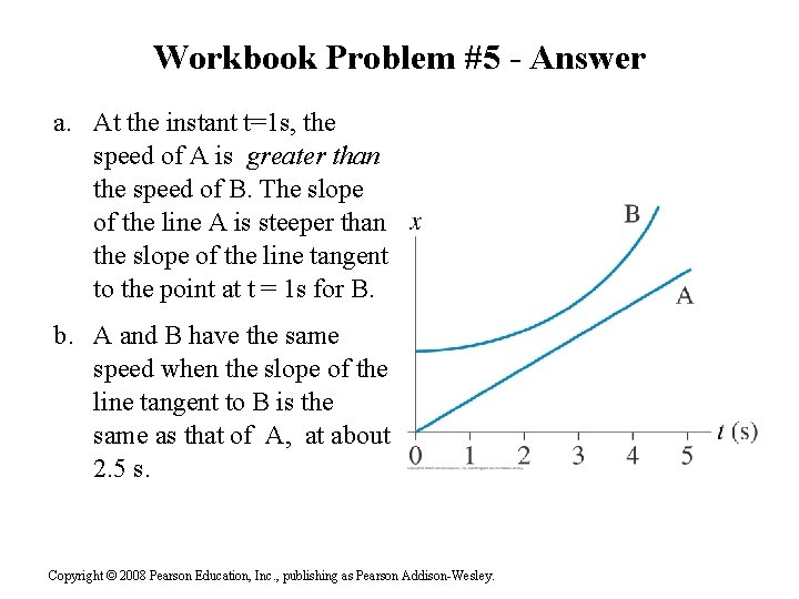 Workbook Problem #5 - Answer a. At the instant t=1 s, the speed of