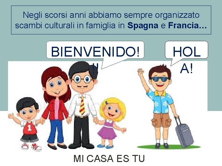 Negli scorsi anni abbiamo sempre organizzato scambi culturali in famiglia in Spagna e Francia…