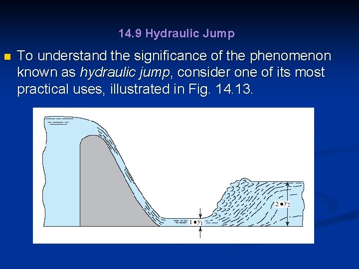 14. 9 Hydraulic Jump n To understand the significance of the phenomenon known as