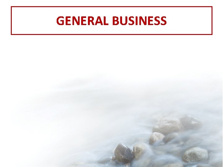 GENERAL BUSINESS 
