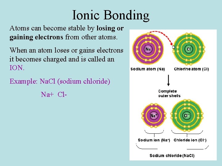 Ionic Bonding Atoms can become stable by losing or gaining electrons from other atoms.