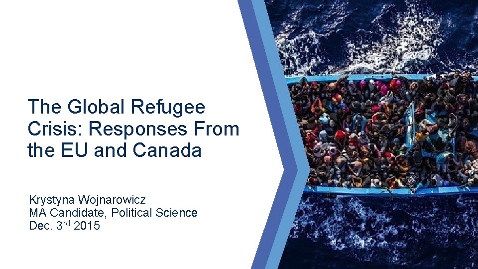 The Global Refugee Crisis: Responses From the EU and Canada Krystyna Wojnarowicz MA Candidate,