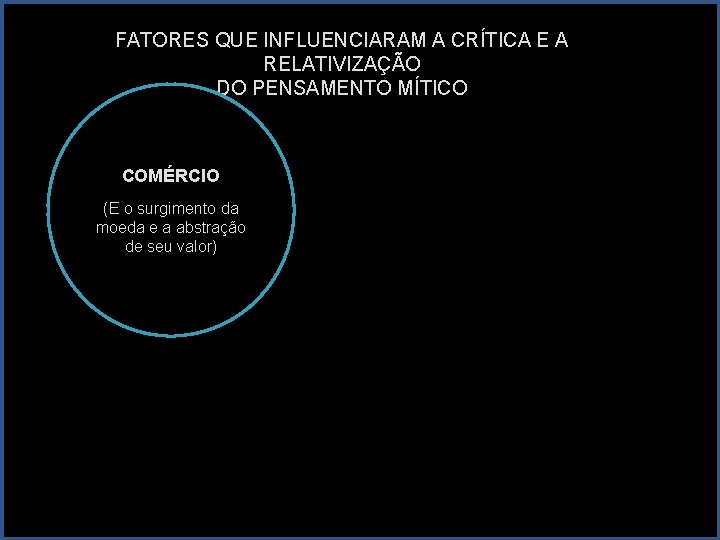 FATORES QUE INFLUENCIARAM A CRÍTICA E A RELATIVIZAÇÃO DO PENSAMENTO MÍTICO COMÉRCIO (E o