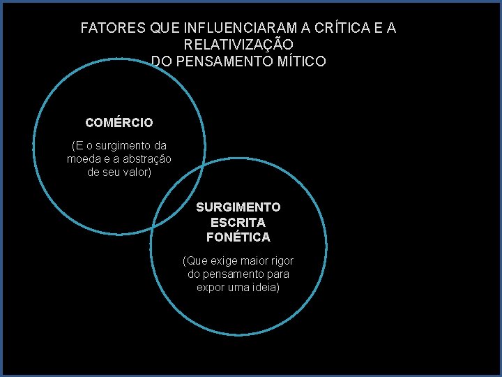 FATORES QUE INFLUENCIARAM A CRÍTICA E A RELATIVIZAÇÃO DO PENSAMENTO MÍTICO COMÉRCIO (E o