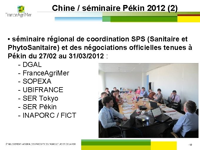 Chine / séminaire Pékin 2012 (2) • séminaire régional de coordination SPS (Sanitaire et