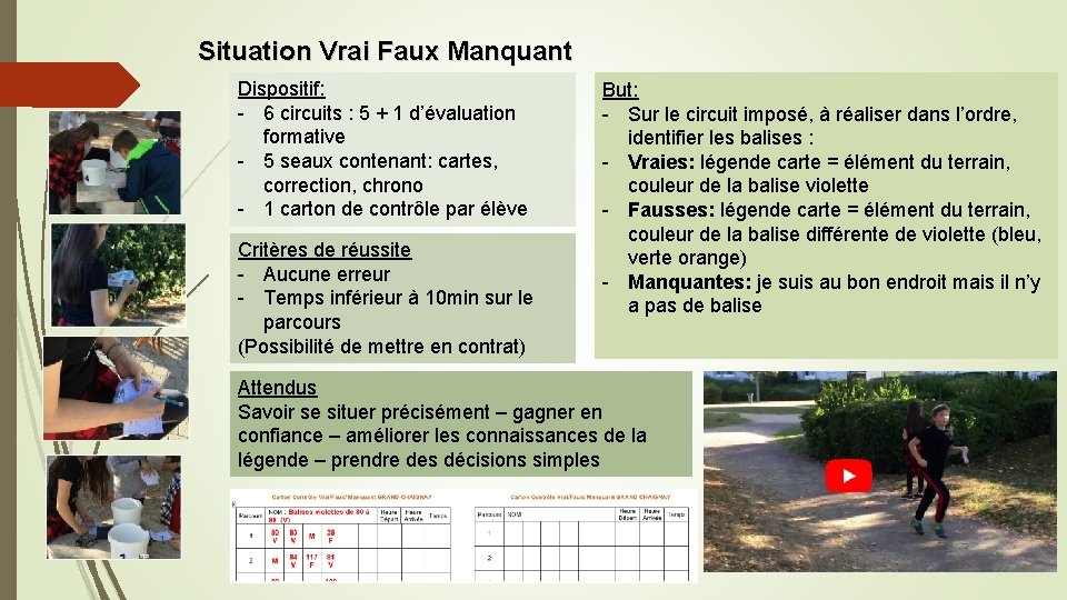 Situation Vrai Faux Manquant Dispositif: - 6 circuits : 5 + 1 d’évaluation formative