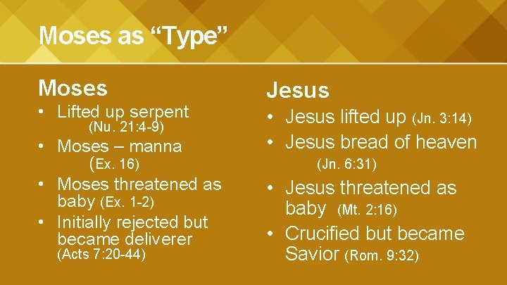 Moses as “Type” Moses • Lifted up serpent (Nu. 21: 4 -9) • Moses