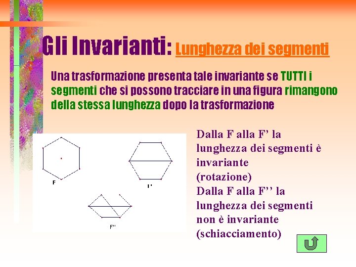 Gli Invarianti: Lunghezza dei segmenti Una trasformazione presenta tale invariante se TUTTI i segmenti