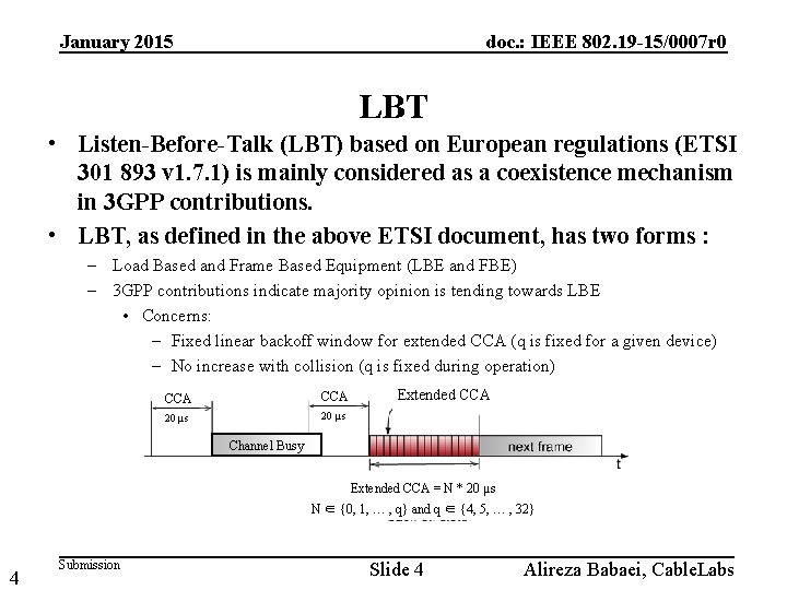 January 2015 doc. : IEEE 802. 19 -15/0007 r 0 LBT • Listen-Before-Talk (LBT)
