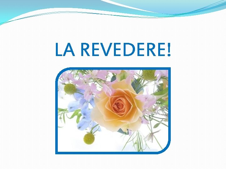 LA REVEDERE! 