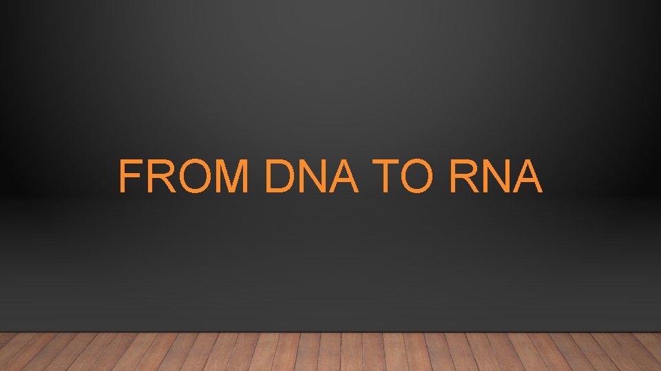 FROM DNA TO RNA 