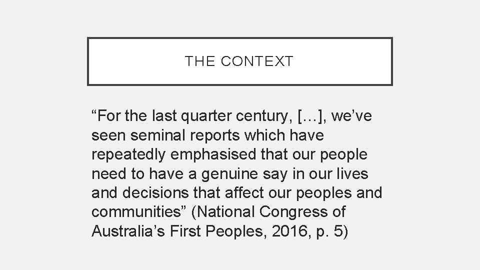 THE CONTEXT “For the last quarter century, […], we’ve seen seminal reports which have