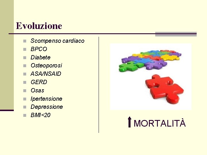 Evoluzione n Scompenso cardiaco n BPCO n Diabete n Osteoporosi n ASA/NSAID n GERD