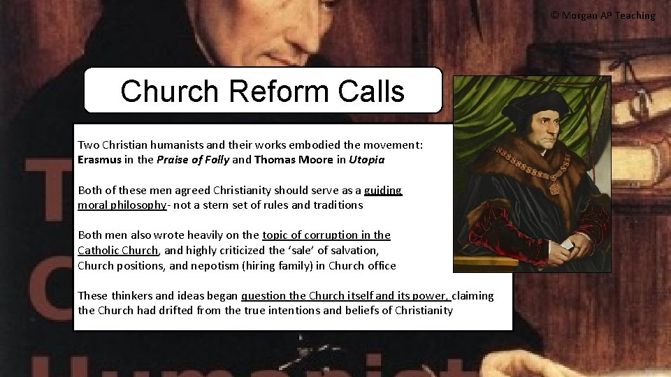 © Morgan AP Teaching Church Reform Calls Two Christian humanists and their works embodied