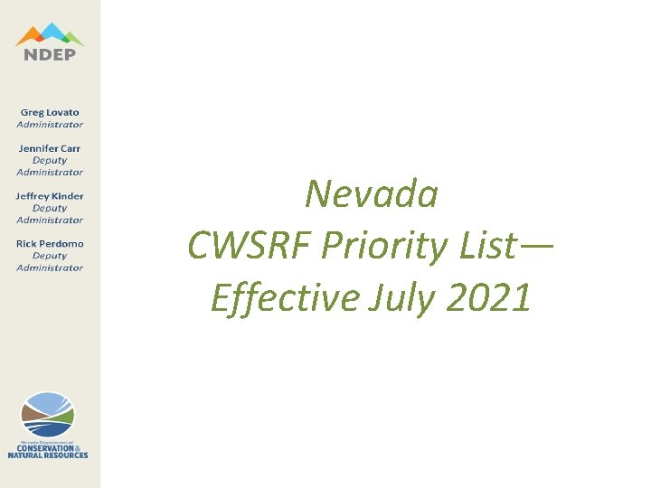 Nevada CWSRF Priority List— Effective July 2021 