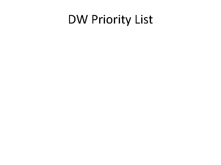 DW Priority List 