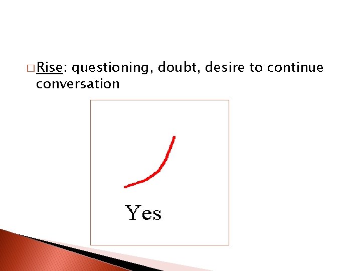 � Rise: questioning, doubt, desire to continue conversation 
