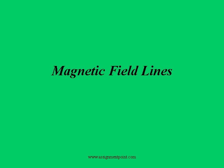 Magnetic Field Lines www. assignmentpoint. com 