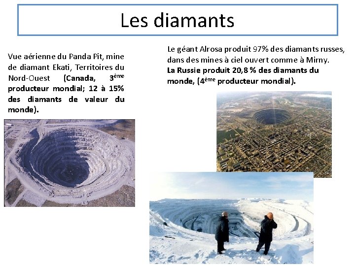 Les diamants Vue aérienne du Panda Pit, mine de diamant Ekati, Territoires du Nord-Ouest