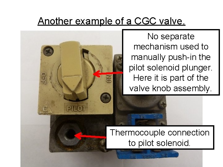 Another example of a CGC valve. No separate mechanism used to manually push-in the Another example of a CGC valve. No separate mechanism used to manually push-in the