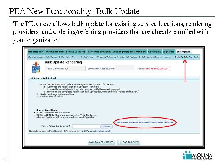 PEA New Functionality: Bulk Update The PEA now allows bulk update for existing service PEA New Functionality: Bulk Update The PEA now allows bulk update for existing service