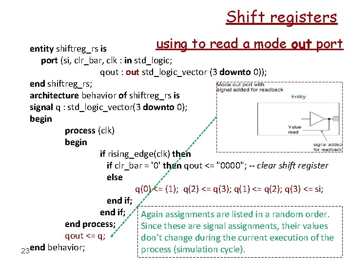 Shift registers using to read a mode out port entity shiftreg_rs is port (si,