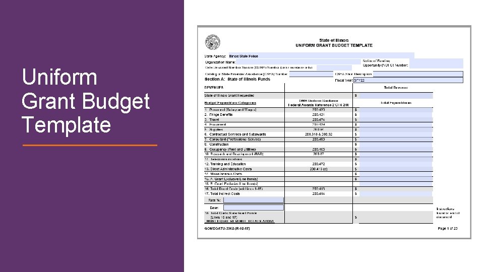 Uniform Grant Budget Template 