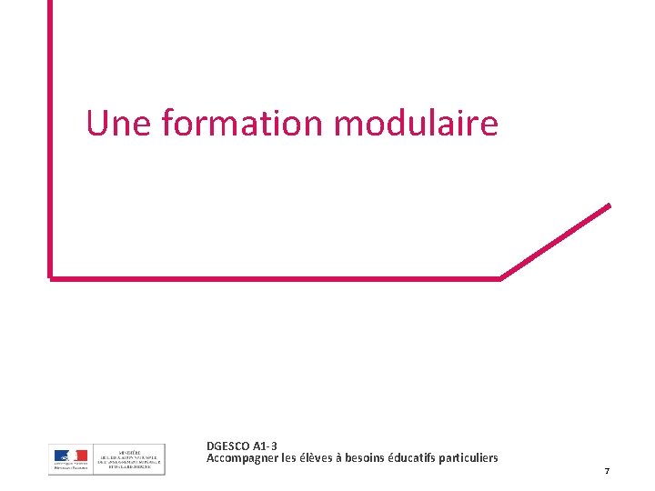 Une formation modulaire DGESCO A 1 -3 Accompagner les élèves à besoins éducatifs particuliers