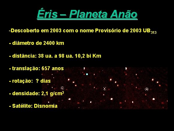 Éris – Planeta Anão -Descoberto em 2003 com o nome Provisório de 2003 UB