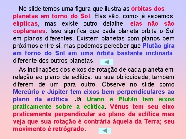 No slide temos uma figura que ilustra as órbitas dos planetas em torno do