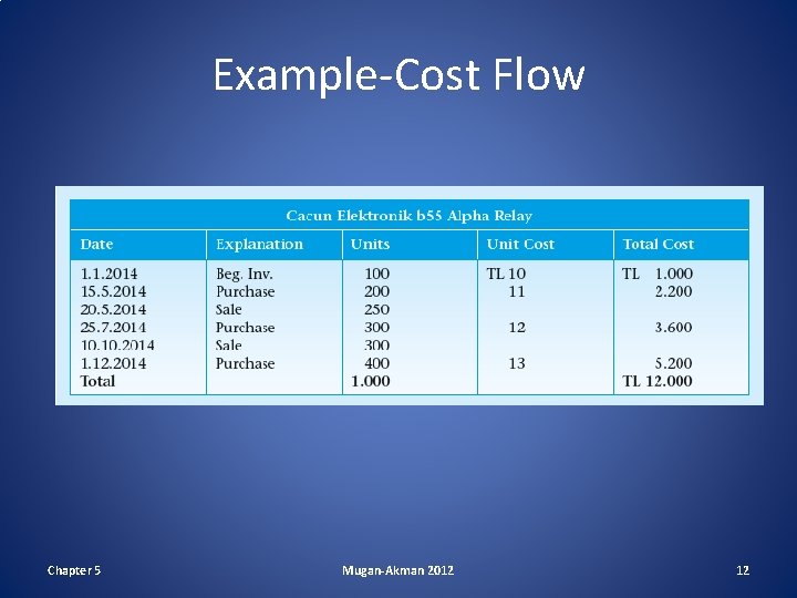 Example-Cost Flow Chapter 5 Mugan-Akman 2012 12 