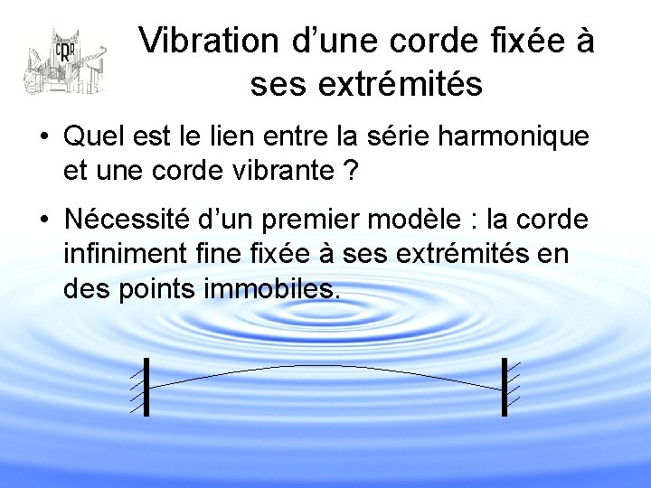 Vibration d’une corde fixée à ses extrémités • Quel est le lien entre la