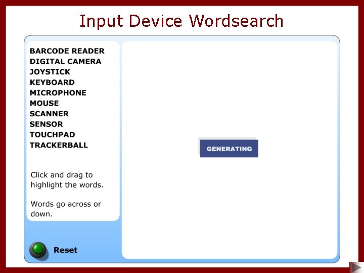 Input Device Wordsearch 