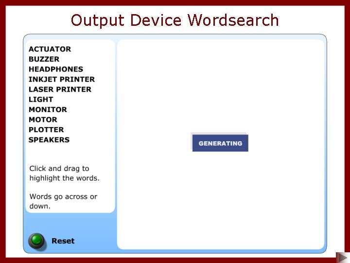 Output Device Wordsearch 