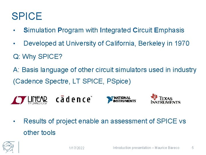 Maurice Baveco Summer Student Introduction presentation Lumped element