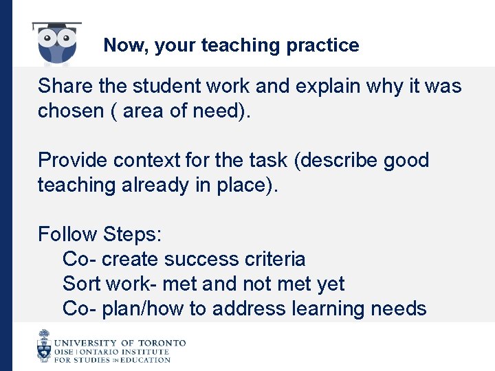 Now, your teaching practice Share the student work and explain why it was chosen