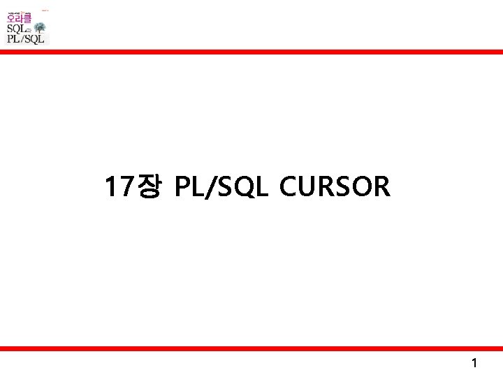 17장 PL/SQL CURSOR 1 