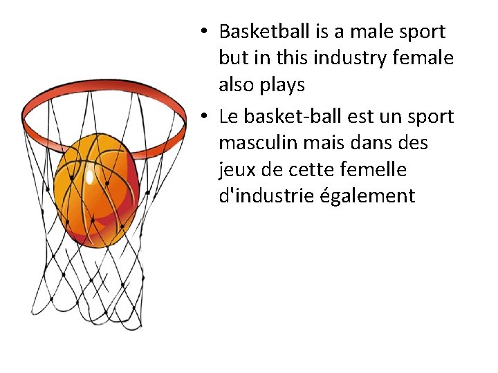  • Basketball is a male sport but in this industry female also plays