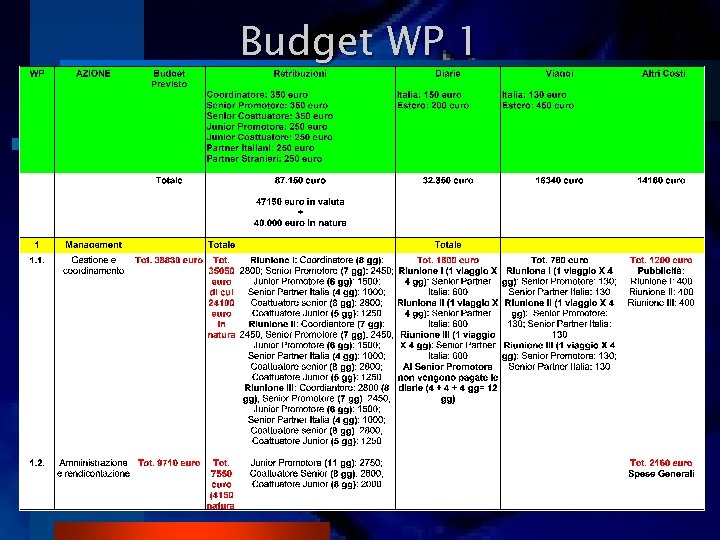 Budget WP 1 