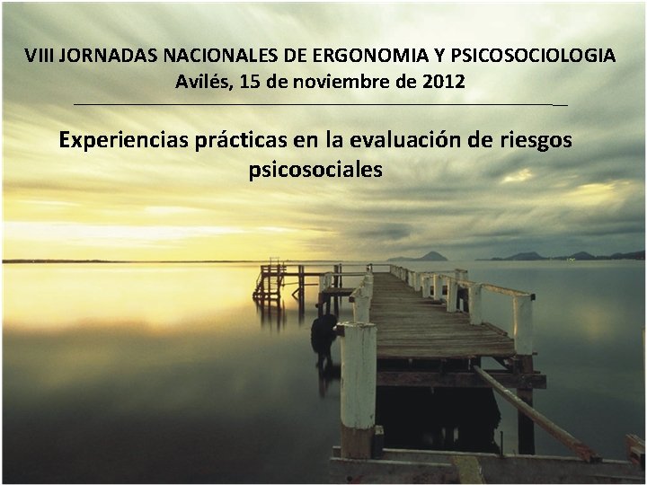 VIII JORNADAS NACIONALES DE ERGONOMIA Y PSICOSOCIOLOGIA Avilés, 15 de noviembre de 2012 Experiencias