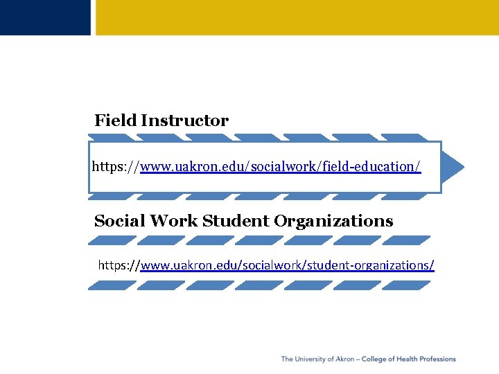 Field Instructor https: //www. uakron. edu/socialwork/field-education/ Social Work Student Organizations https: //www. uakron. edu/socialwork/student-organizations/