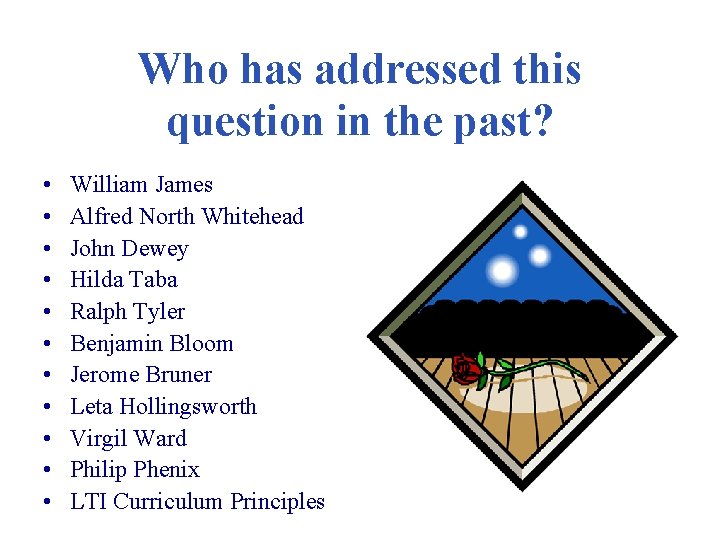 Who has addressed this question in the past? • • • William James Alfred