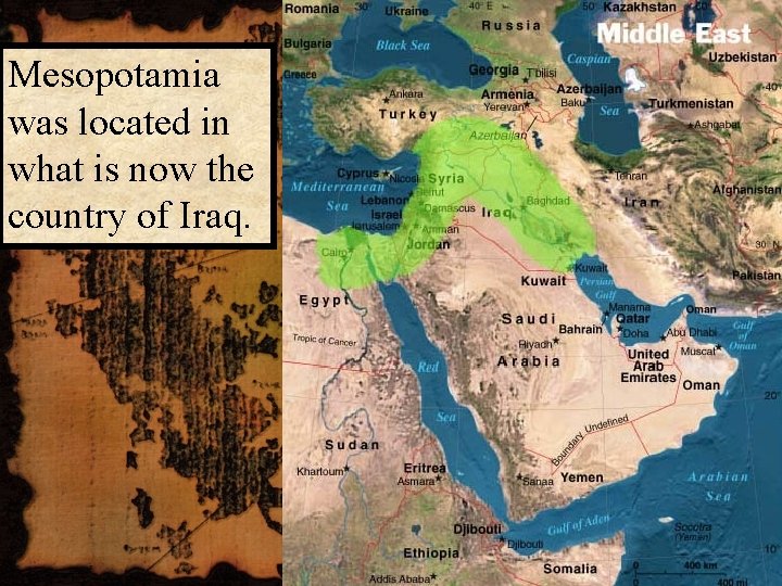 Mesopotamia was located in what is now the country of Iraq. Mesopotamia was located in what is now the country of Iraq.