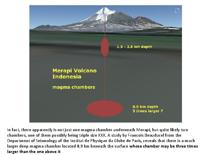 In fact, there apparently is not just one magma chamber underneath Merapi, but quite