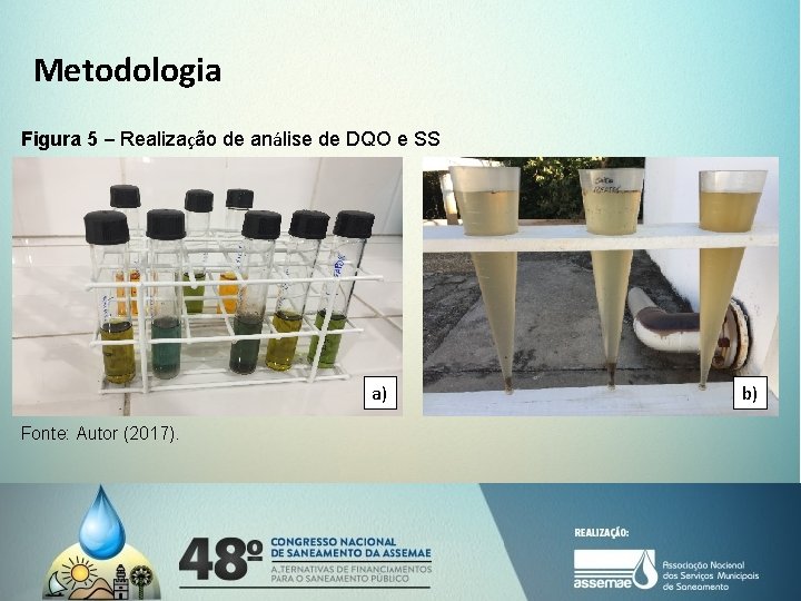 Metodologia Figura 5 – Realização de análise de DQO e SS a) Fonte: Autor