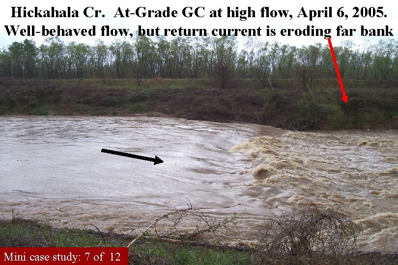 Hickahala Cr. At-Grade GC at high flow, April 6, 2005. Well-behaved flow, but return