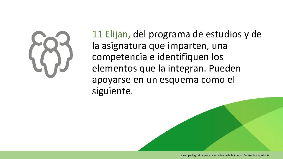 11 Elijan, del programa de estudios y de la asignatura que imparten, una competencia