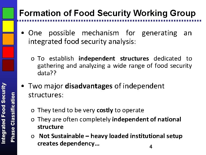 Formation of Food Security Working Group • One possible mechanism for generating an integrated Formation of Food Security Working Group • One possible mechanism for generating an integrated