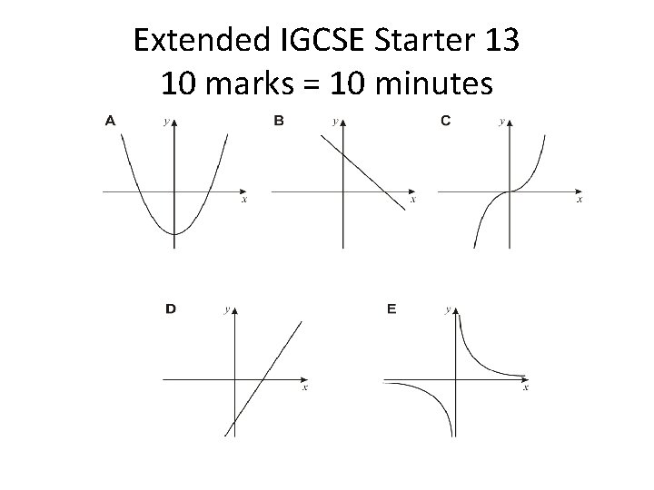 Extended IGCSE Starter 13 10 marks = 10 minutes 